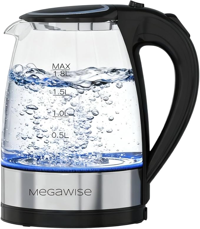 Megawise Electric Glass Kettle with Auto Shut-Off (1.8L)
