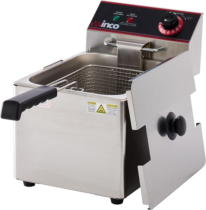 Winco EFS-16 Deep Fryer, electric, countertop single well, Silver, 16.14 x 9.65 x 13.58 inches