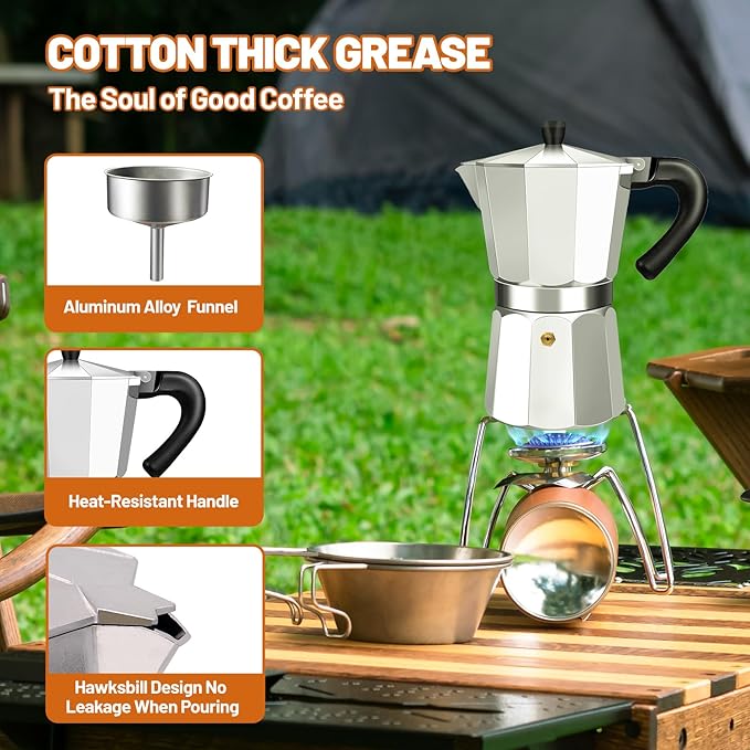 3 Cup Aluminum Espresso Stovetop Moka Pot Express Coffee Maker Percolator Italian Classic Mocha Coffee Machine for Italian and Cuban Cafe Brewing for Home & Camping 150ml 5oz