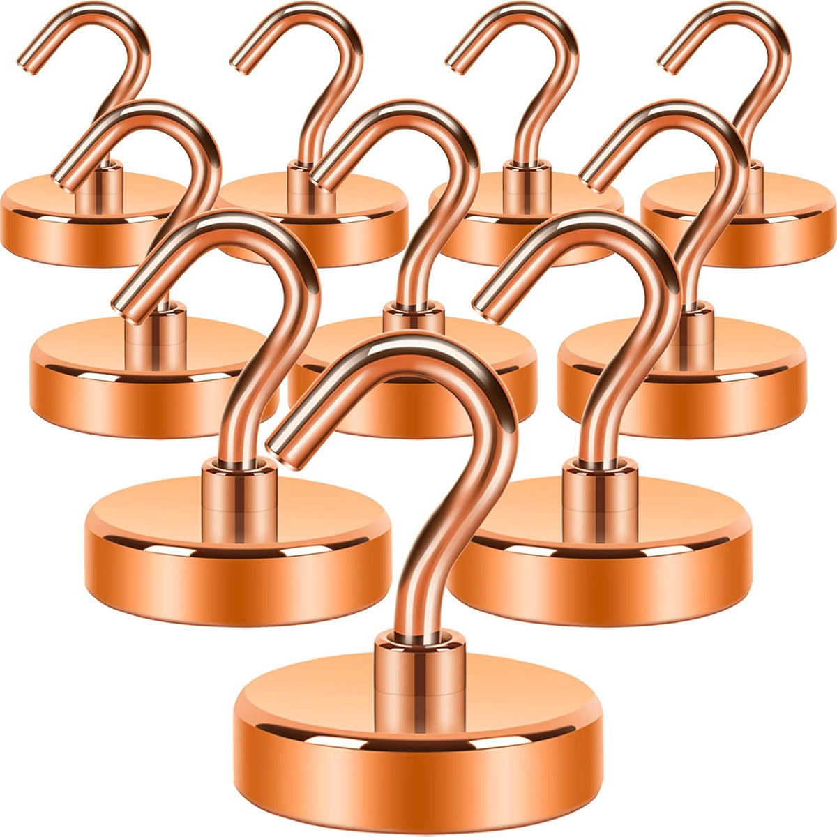 Neosmuk Magnetic Hooks Heavy Duty,Strong Magnet with Hook for Fridge, Super Neodymium Extra Strength Industrial Hooks for Hanging, Magnetic Hanger for Toolbox, Cruise, Grill(Bronze,10 Pack)