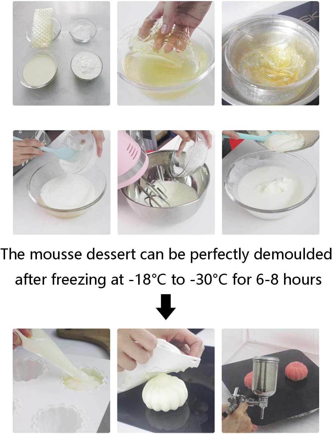 OCPO KITCHEN Cheese Silicone Baking Mold for Mousse Cake, CheeseCake, French Dessert, Pastry, Chocolate, Ice Cream, Pudding, Cake Decoration Mold, 3D Cheese Shape (8-Cavity)