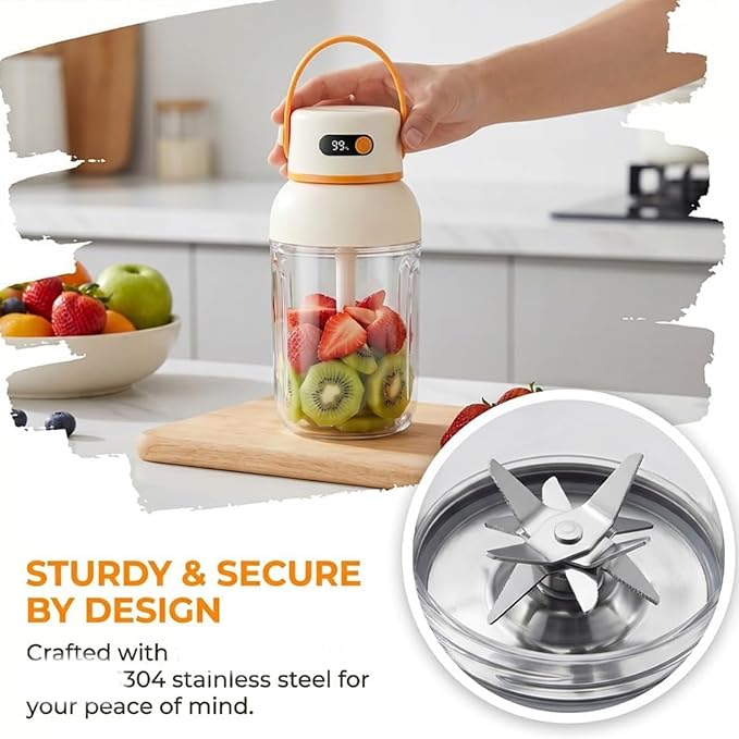 Multifunctional Portable Juicer Cup, Portable Electric Juicer Cup with Zero Cord Hassle, USB-C Rechargeable Travel Juicer for Home, Gym, Office and Outdoor (1000ml, 1)