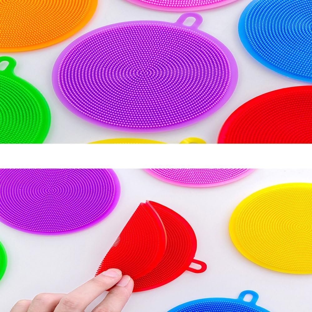 7 PCS Silicone Dish Scrubber, Kitchen Sponges, Silicone Sponge,Dish Brush, Dish sponges, Silicone Sponge Dish Sponges, Kitchen Sponge Double Sided Cleaning Sponges (orange)