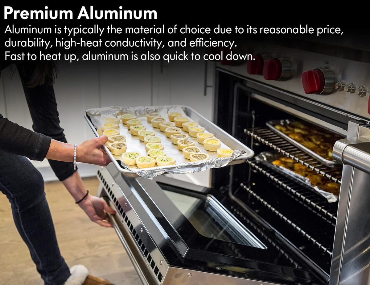 CURTA 12 Pack Aluminum Sheet Pan, NSF Listed Half Size 18 x 13 inch Commercial Bakery Cake Bun Pan, Baking Tray