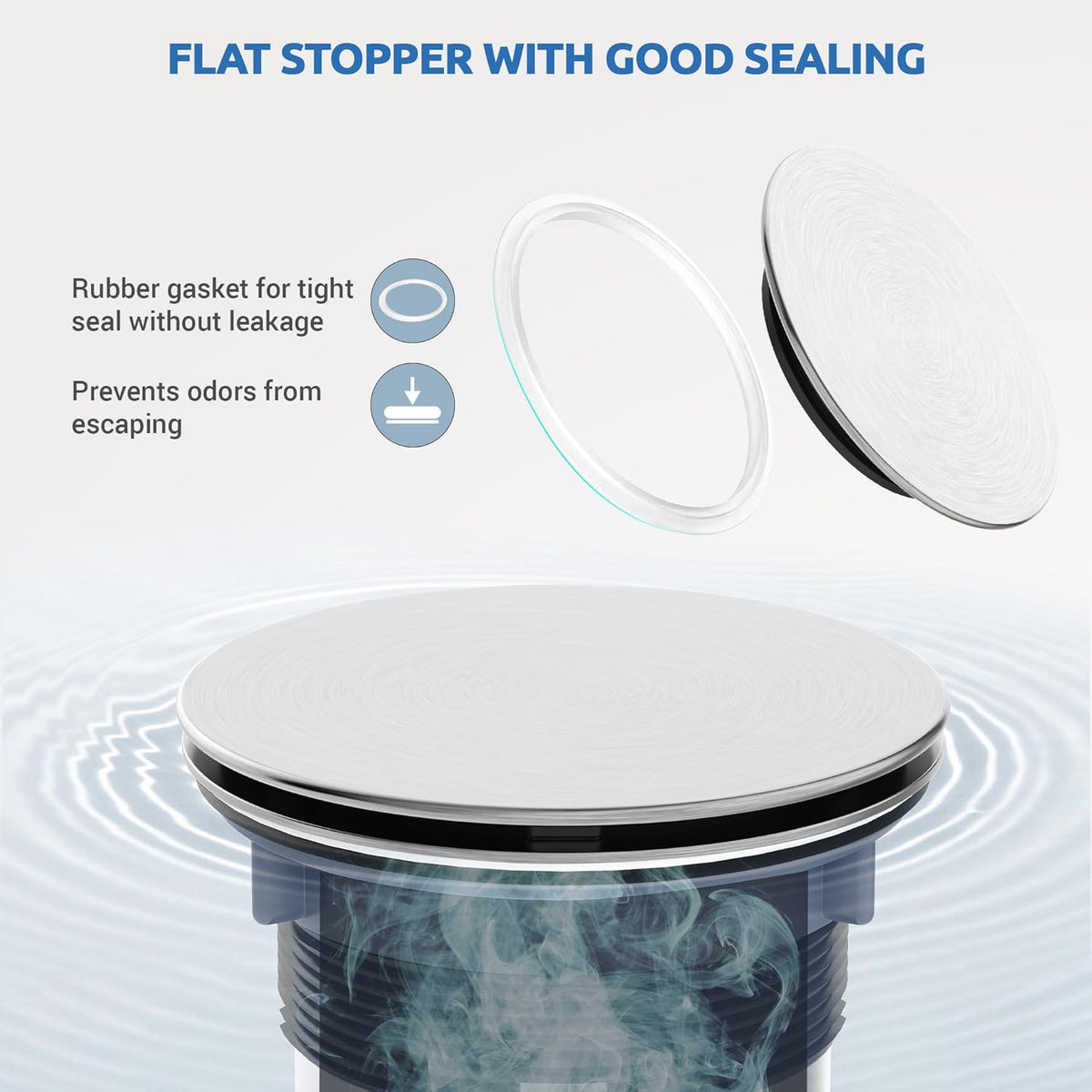 BOTEMY Stainless Steel Sink Drain Strainer 3-1/2 Inch Kitchen Sink Drain Assembly Kit with Removable Deep Sink Strainer Basket and Sink Stopper Flat Cover Replacement for Home Standard Kitchen Sinks