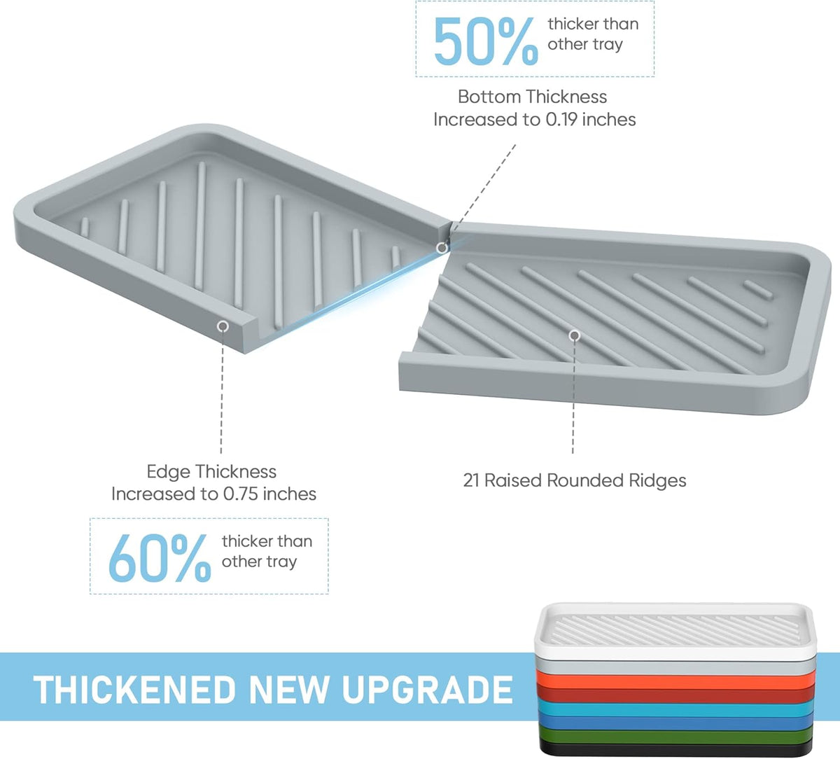 EG-SIPRO Silicone Sponge Holder, Extra Large 12" Kitchen Sink Organizer Tray, Sponge Caddy, Dish Soap Holder, Scrubber, Soap Dispenser, Scouring Pad