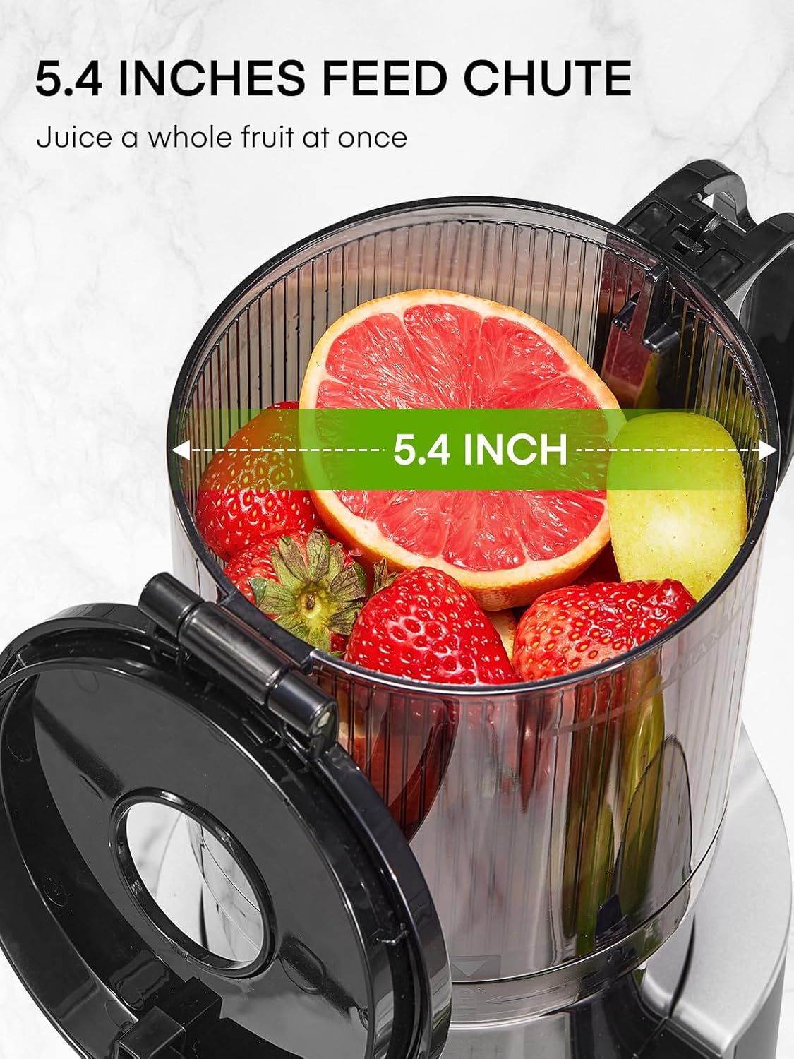 Juicer Machines, 5.4" Extra Large Feed Chute Fit Whole Fruits & Vegetables, Slow Masticating Cold Press Juicer Easy to Clean, 250W, High Juice Yield