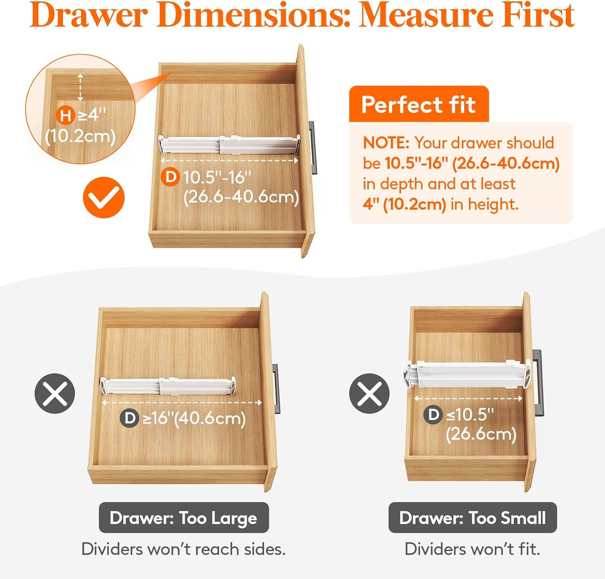 Lifewit 12 Pack Drawer Dividers 4" High, 10.5-16.5" Dresser Drawer Divider, Adjustable Drawer Organizers for Clothes, Plastic Drawers Separators for Dresser, Bedroom, Bathroom, Kitchen, Office