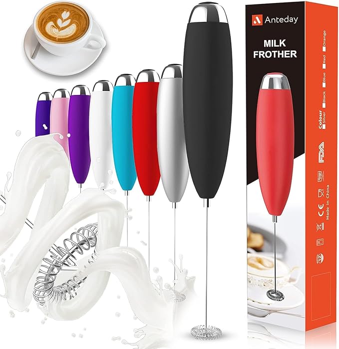 Electric Milk Frother Handheld, Frother Wand for Coffee, Battery Operated (Not included) Drink Mixer Matcha Whisk, Foam Maker for, Frappe Hot Chocolate, Cappuccino, Lattes
