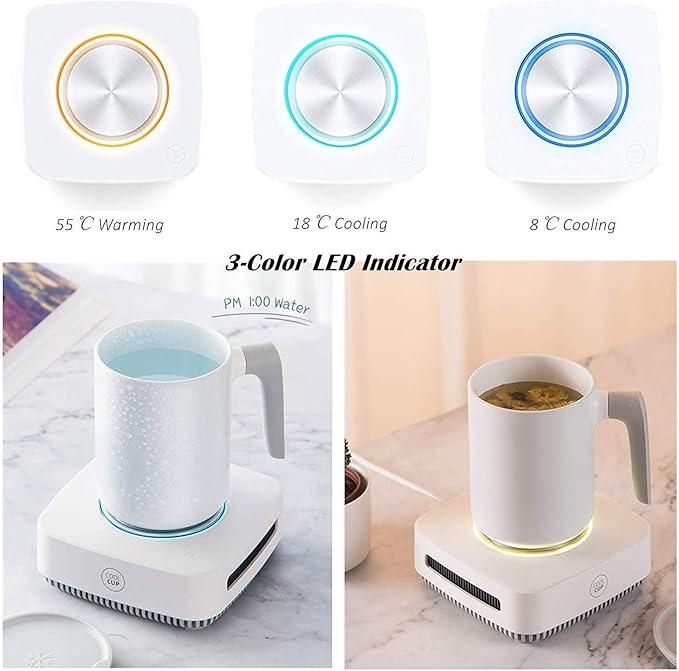Desktop 2in1 Coffee Warmer Cup Cooler, 131℉ - 46℉ Heating and Cooling Beverage Plate for Coffee Tea Water Milk Beer Cocoa