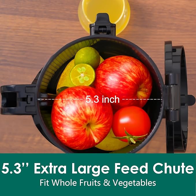 Cold Press Juicer,Fretta Juicer Machines with American-Sourced PCTG Material and 5.3" Extra Large Feed Chute,Fit Whole Fruits & Vegetables,BPA Free 250W(Silver,1.8L)