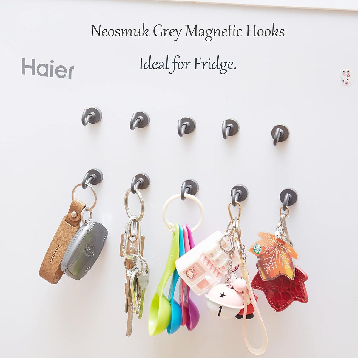 Neosmuk Magnetic Hooks,30lb+ Heavy Duty Earth Magnets with Hook for Refrigerator, Extra Strong Cruise Hook for Hanging, Magnetic Hanger for Cabins, Grill (Gunmetal, 10 Pack)