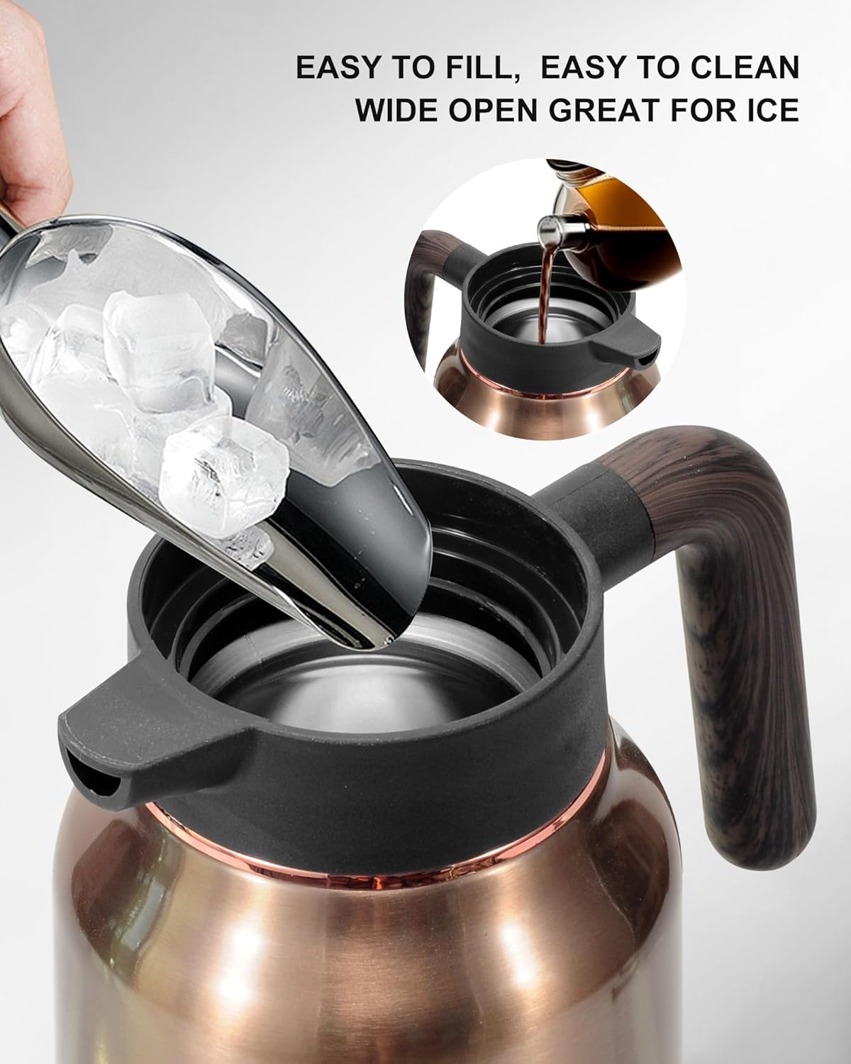 Carafes for Hot Liquids 51 oz - 12 Hour Stainless Steel Thermal Coffee Carafe-Insulated Coffee Carafes For Keeping Hot/Cold Coffee, Tea, Water, 1.5 Liter Beverage Dispenser(Gold)