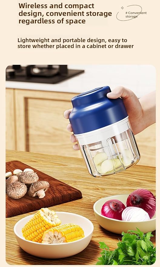 Household Electric Garlic Crusher, Cordless Mini Chopper With USB Rechargeable, Portable Food Processor for Garlic, Onion, Chili, Nuts, Vegetables (2 PCS Green)