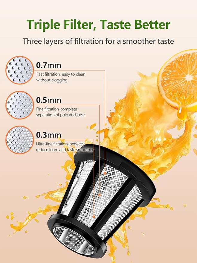 Vegetable Juicer for Celery Wheatgrass Spinach Ginger, Fruit Juicer Machines Slow Masticating Cold Press Juice Extractor Pulp Separated, Quiet Motor, Easy To Clean, BPA Free, Dishwasher Safe