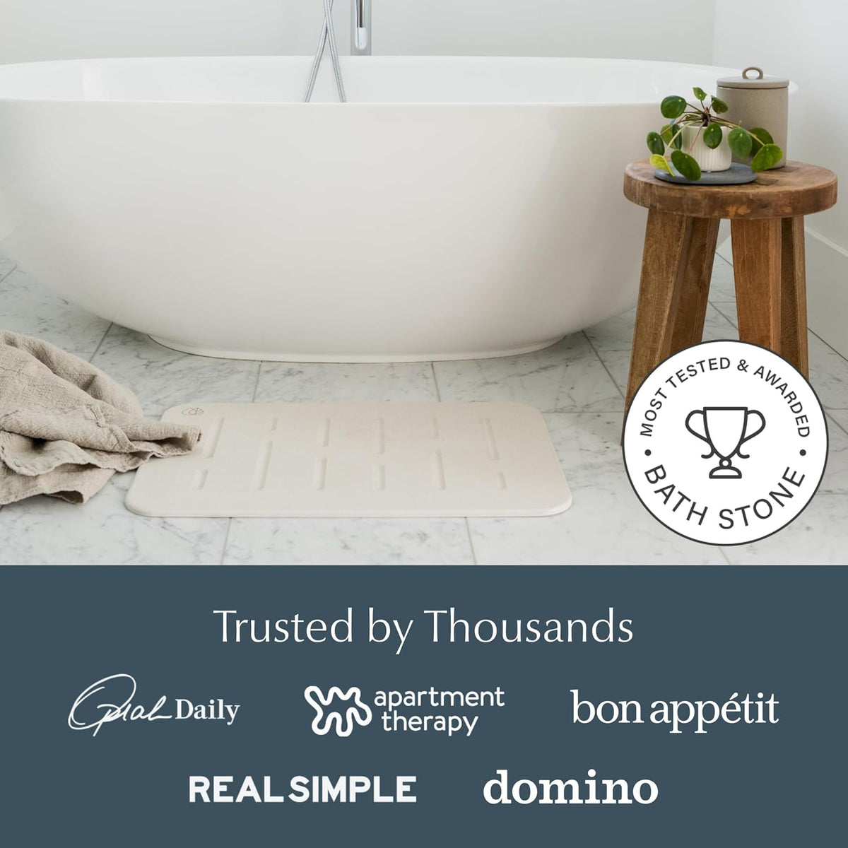Dorai Home Bath Stone Mat 23.6"x15.4" (2-Pack) – Quick-Dry, Non-Slip Diatomite Stone Bath Mat, Rain Sandstone