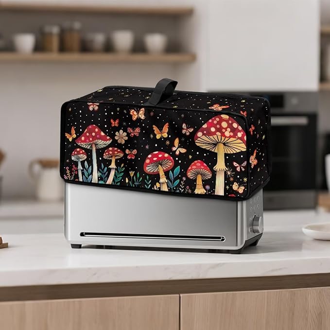 Toaster Cover 2 Slice Butterfly Mushroom 2 Slice Slim Toaster Cover, Heat- Resistant Water Resistant Folding Small Appliance Covers for Women