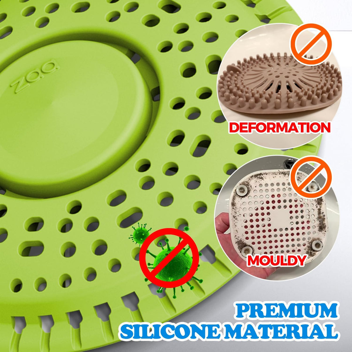 zaa Shower Drain Hair Catcher, 2 Pack Premium Silicone Drain Protector & Shower Drain Cover for Regular Drains of Shower Room and Bathroom, Avocado