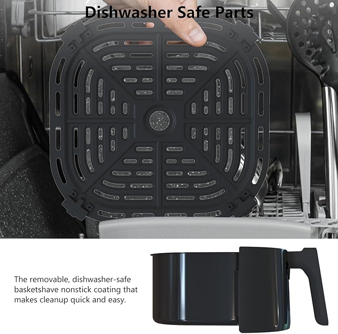Air Fryer Oven - 5 Quart Digital Air Fryer with 8 Cooking Presets, Visible Cooking Window, LCD Touch Screen, Nonstick Dishwasher-Safe Basket & Tray, Customized Temp/Timer
