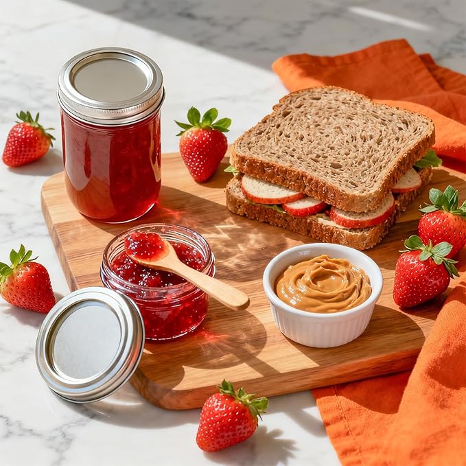 ComSaf Small Mason Jars 8 oz 12Pcs Bulk Set, Half Pint Regular Mouth Mason Jar with Lids and Seal Bands, Glass Canning Jars for Jam, Jelly, Spice, Meal Prep, Shower Wedding Favors, DIY Candles Decor