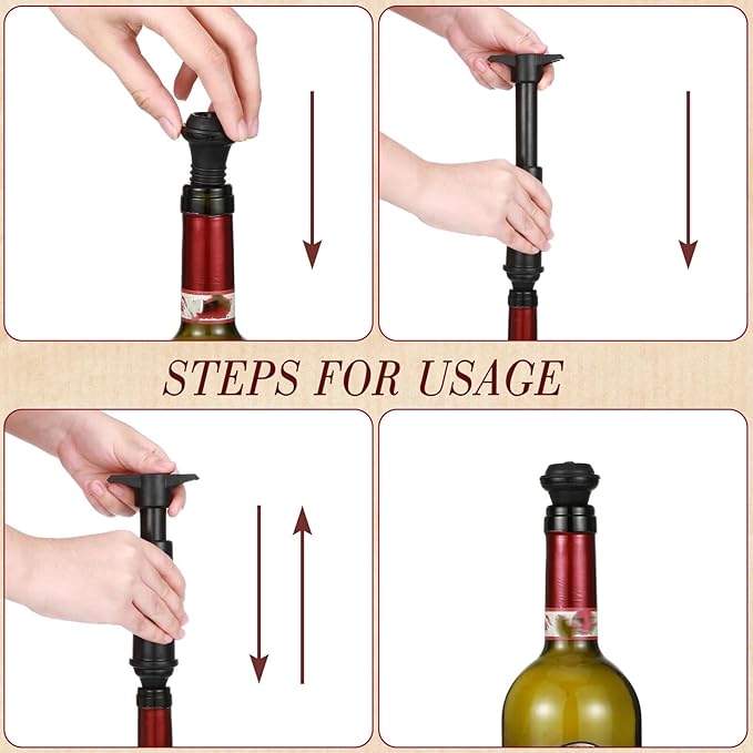 Honoson 72 Pieces Wine Stopper Silicone Resealable Pump Vacuum Saver Practical for Kitchen Supplies Bottle Tools (Black)