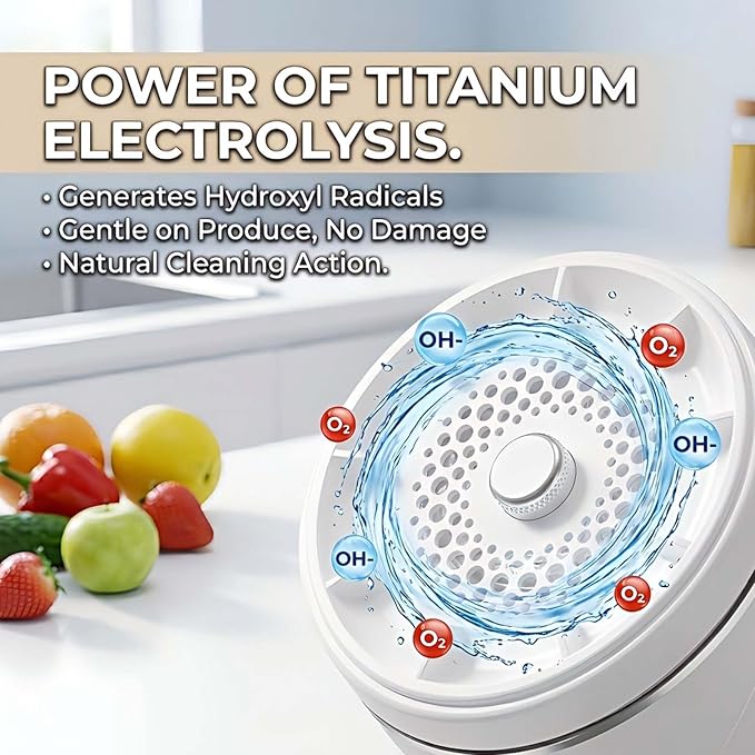 Produce Cleaner, Fruit And Vegetable Washing Machine, 2026 Upgraded Fruit Cleaner Device With Titanium Electrolysis Purification For Home Kitchen, Vegetable Washer Machine (2pc)