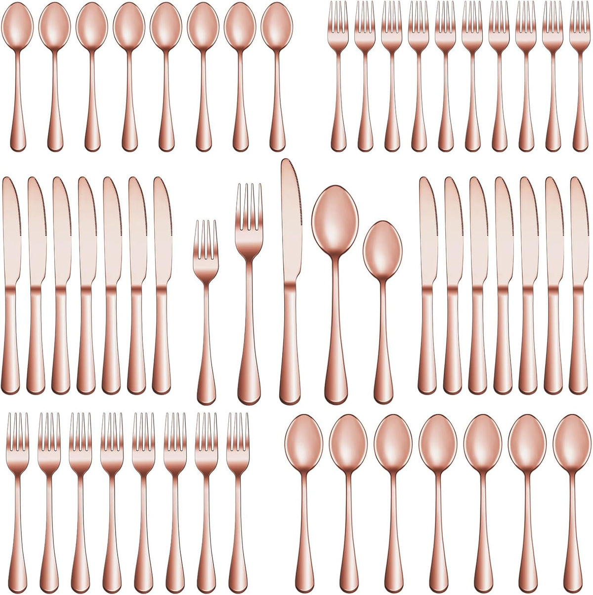 30 Pcs Rose Gold Silverware Set Service for 6, Premium Stainless Steel Flatware Set, Cutlery Utensil Set, Durable Home Kitchen Eating Tableware Set, Include Fork Knife Spoon Set, Dishwasher Safe
