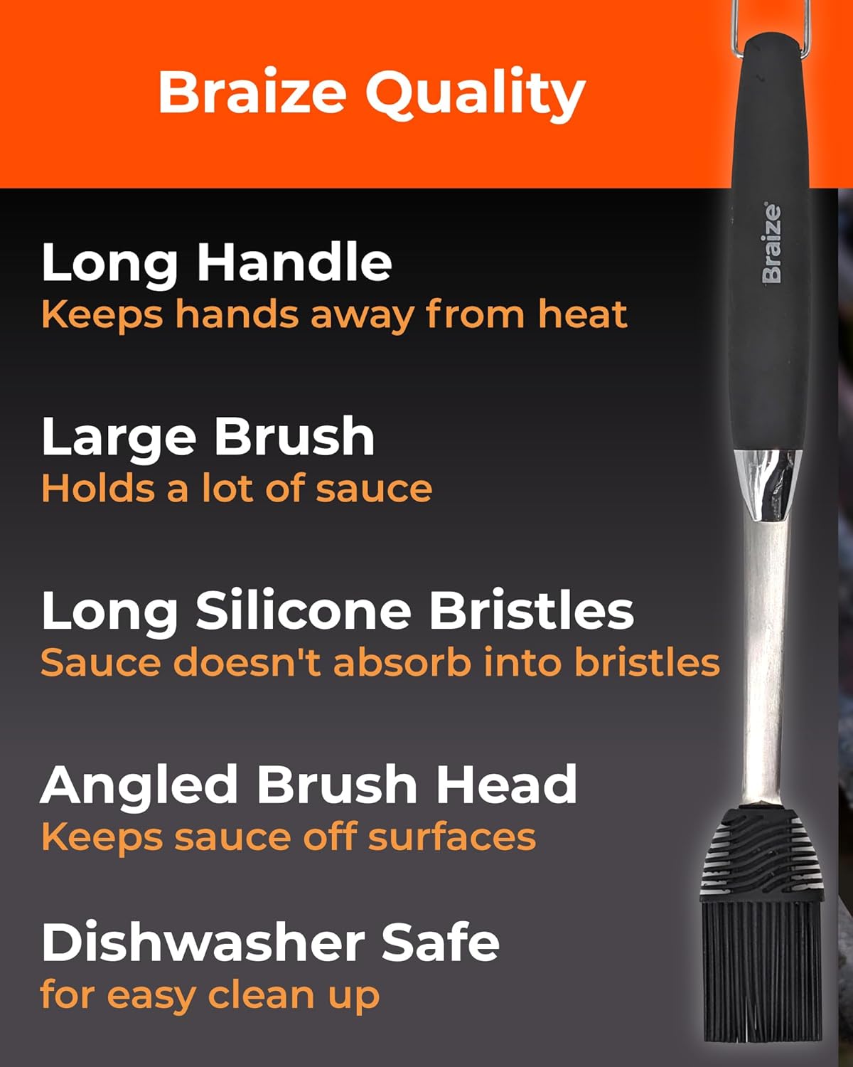 Grill Basting Brush, Silicone BBQ Basting Brush for Cooking Oil & Sauce, Heat-Resistant Baster for Grilling, Barbecue Tool, Dishwasher-Safe Food Basting Mop for BBQ, Smoking & Roasting