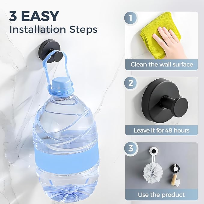 Suction Cup Hooks for Wreaths on Glass, 2025 New No Drill Suction Cup Hooks for Shower, Wreath Hanger Holder for Front Door, Upgraded Towel Hooks for Window Bathroom Mirrors (2, Black White)