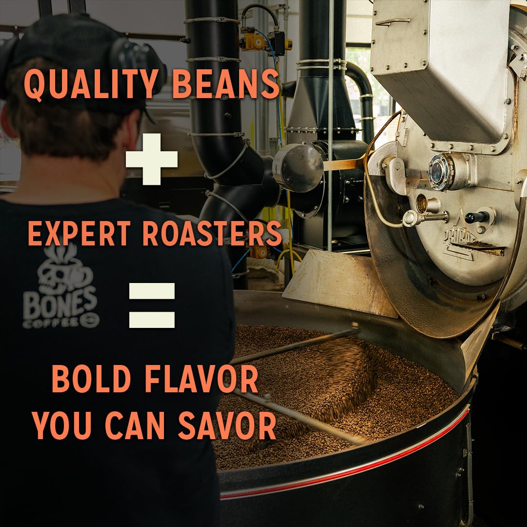 Bones Coffee Company Guatamela Single-Origin, Milk Chocolate, Citrus and Caramel Notes, Whole Coffee Beans, Low Acid Medium Roast Arabica Beans Flavored Coffee, 12 oz Whole Bean