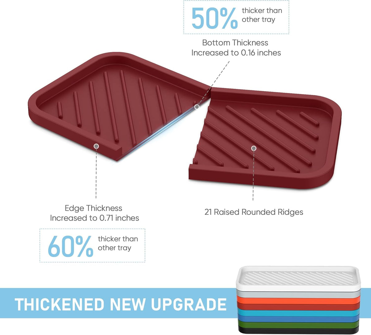 EG-SIPRO Silicone Sponge Holder,Large 10" Kitchen Sink Organizer Tray Kitchen Soap Tray Soap Sponge Holder for Bathroom Counter Sponge Caddy Dish Soap for Scrubber,Soap Dispenser,Scouring Pad