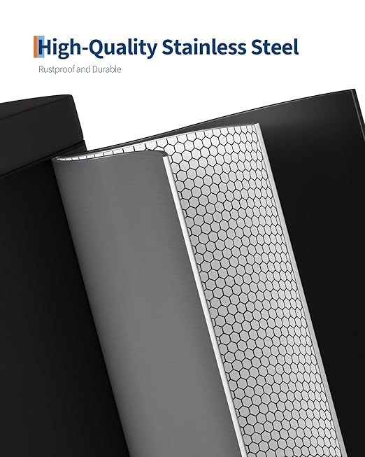 GarveeHome 2.6 Gallon Bathroom Trash Can, Space-Saving Slim Stainless Steel Step-On Garbage Bin with Soft Close Lid, Removable Inner Bucket for Bathroom & Bedroom, Black