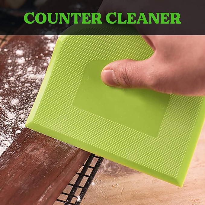 SURDOCA Dough Scraper Bench Scraper - 3P 14.2x8.5" Plastic Flexible Bowl Scraper, Sharp Edge & Angles Cake Scraper. Non-Slip Bakeware Decorating Tools Sculpting & Modeling Tools - Pure Green