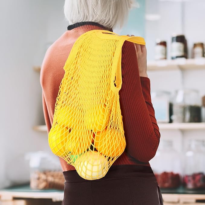 Shappy 12 Pack Reusable Mesh Grocery Bags Large Crochet Market Bag Cotton Kitchen Tote for Fruit Vegetable Storage