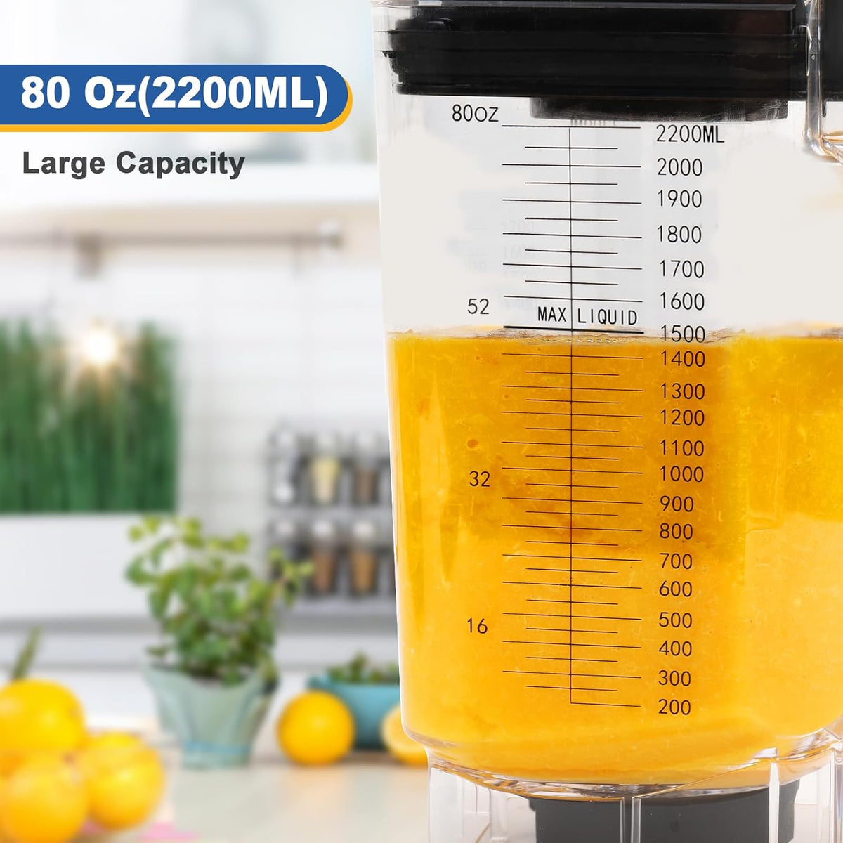 CRANDDI Smart Commercial Blender Digital Touch Screen with Removable Cover, 80oz Capacity, 3 Pre-Set Program with Smoothie, Juice, Cleaning and More, 1500W, 120V, K85TS (Grey)