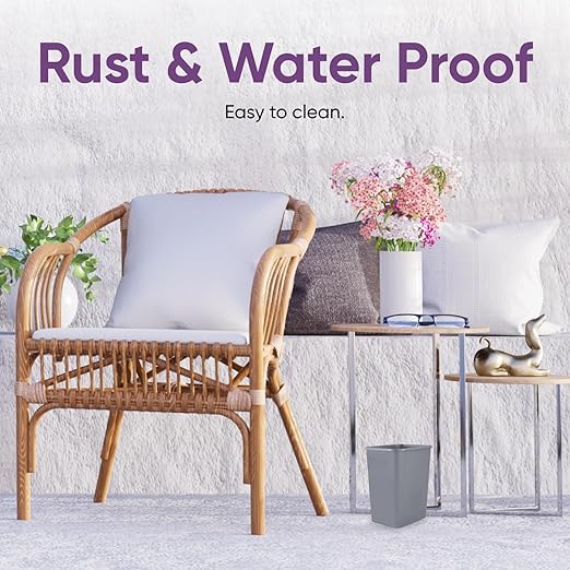 Superio 1.25 Gallon Mini Trash Can, Plastic Bathroom & Office Unlidded Waste Bin Only, Small Desktop, Dorm, Vanity, Under Sink, Cabinet, Countertop Garbage Can, Slim Diaper Pail (4, Grey)