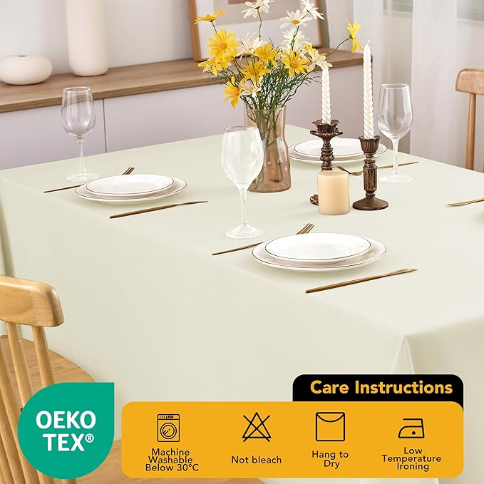 10-Pack Ivory Tablecloths for Rectangle Tables, 70 x 108 Inches, Stain-Resistant Polyester Fabric for 6 Foot Tables - Washable Table Covers for Weddings, Banquets, Birthday Parties, Events
