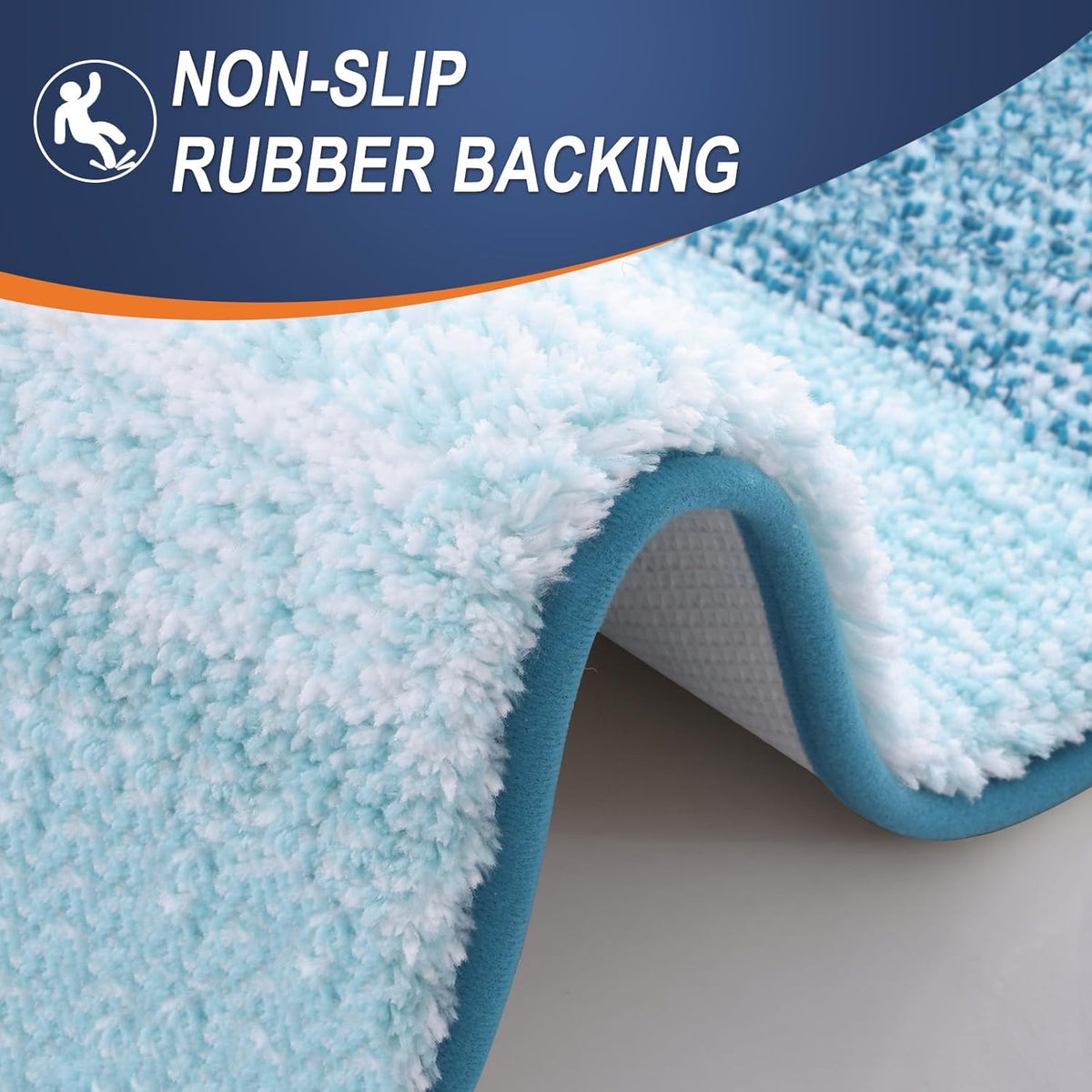 OLANLY Bathroom Runner Rugs 44x24, Extra Soft Absorbent Microfiber Bath Rugs, Rubber Backing, Quick Dry, Washable Bath Mats for Bathroom Floor, Tub and Shower, Home Decor Accessories, Peacock Blue