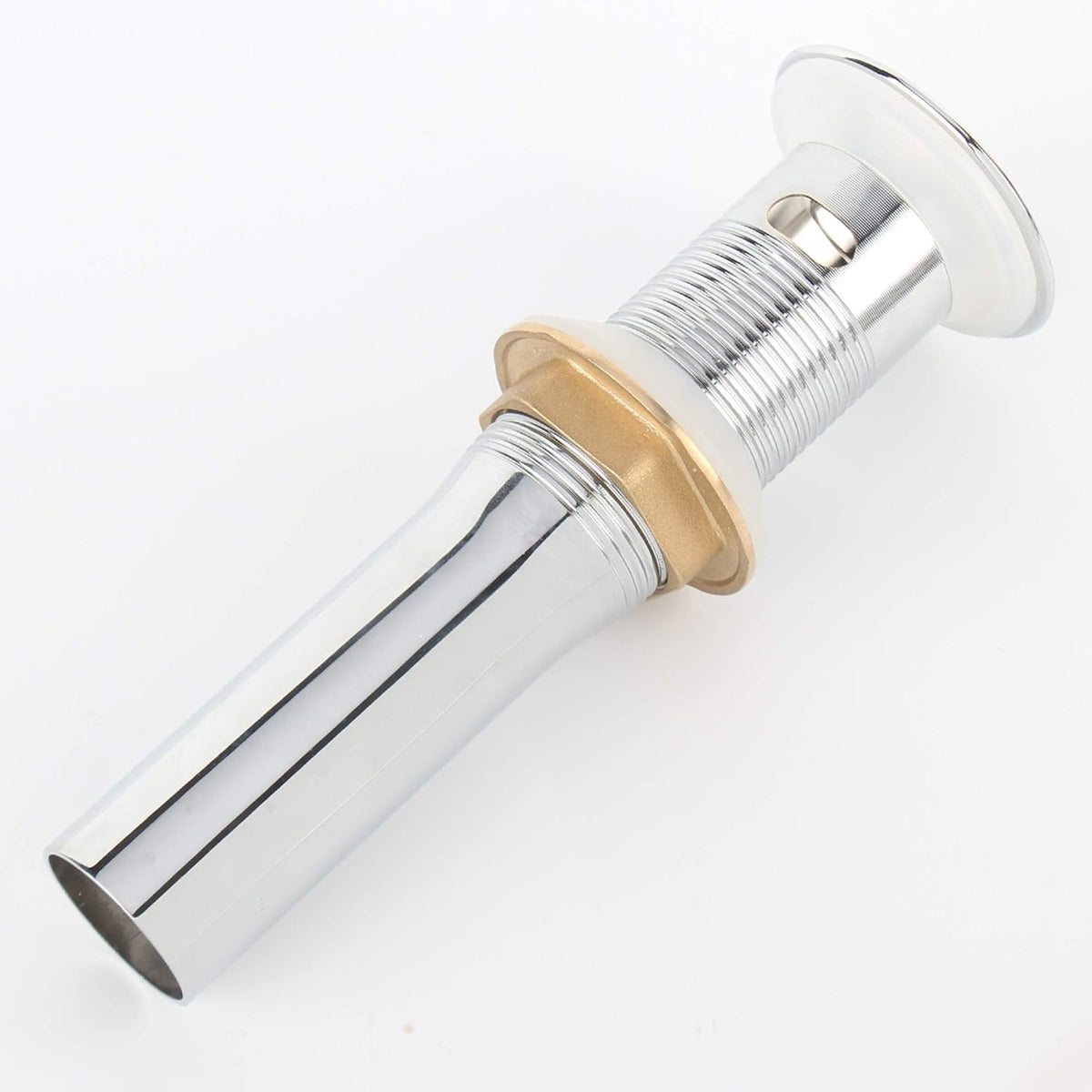 Polished Chrome Pop Up Sink Drain with Overflow, Bathroom Faucet Vessel Vanity Sink Drain with Detachable Basket Stopper