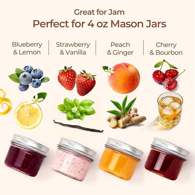 ComSaf Small Regular Mouth Mason Jars Bulk 4oz 24PCS Mini Mason Containers, Small Canning Jars, 4 oz Glass Jar with Lids for Mustards, Dipping Sauces, Jelly, DIY Candle Decor, Wedding Shower Favors
