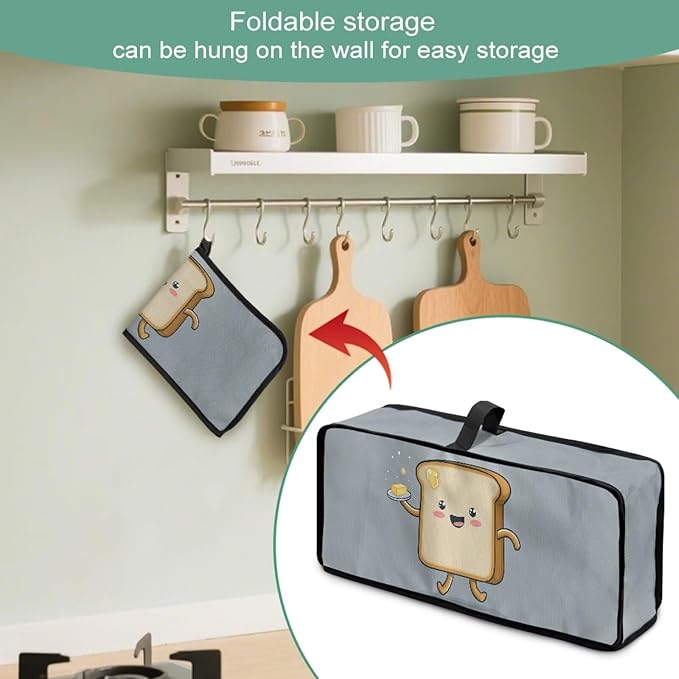 Bread Fabric Toaster Cover 2 Slice Anti-sputtering Slim Toaster Cover Dust Proof Washable Kitchen Appliance Covers for Women, Anti Fingerprint Protection