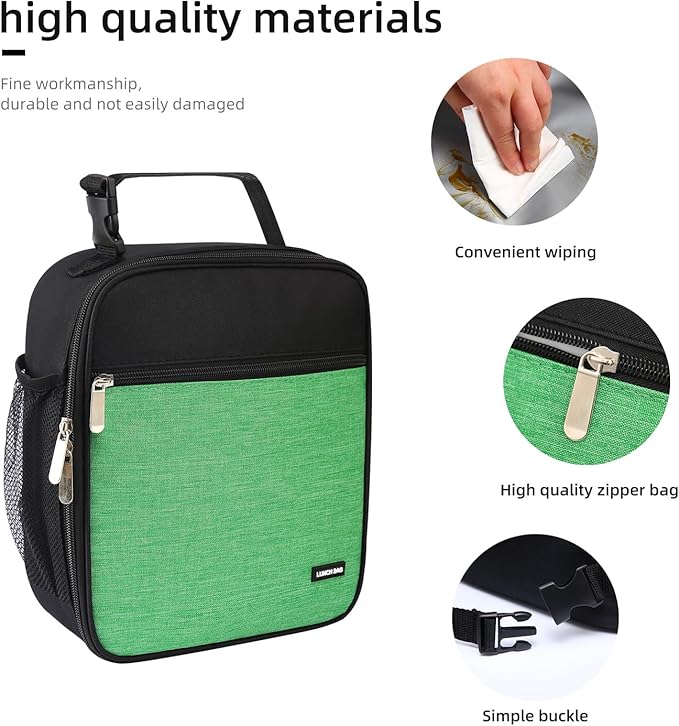 Lovoeo Lunch box Lunch bag for men women Insulated Lunchbox Lunch bags for Work Picnic Travel (Thicken green)