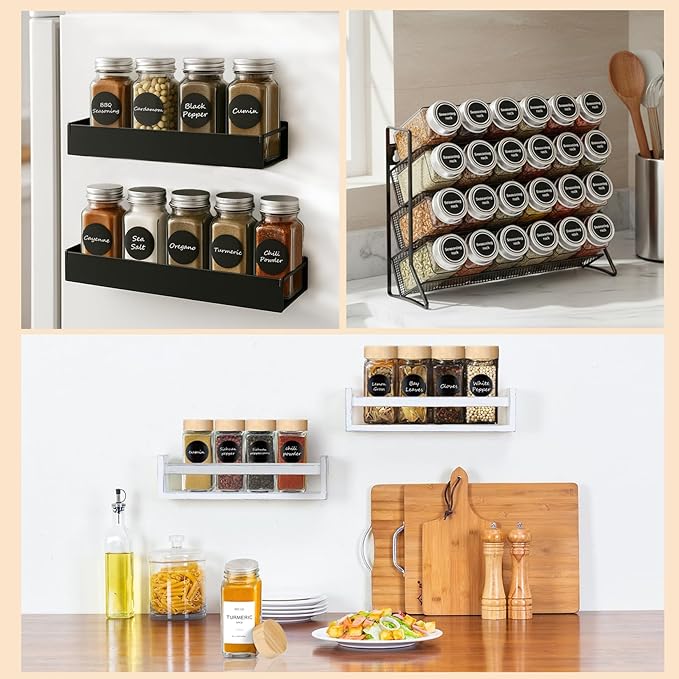 12Pcs Spice Jars with Label, 4oz Empty Square Seasoning Containers, Spice Jars with Shaker Lids, Small Spice Bottles for Salt, Herbs, Sugar, Pepper, Seasoning Jars for Spice Rack, Cabinet, or Drawer
