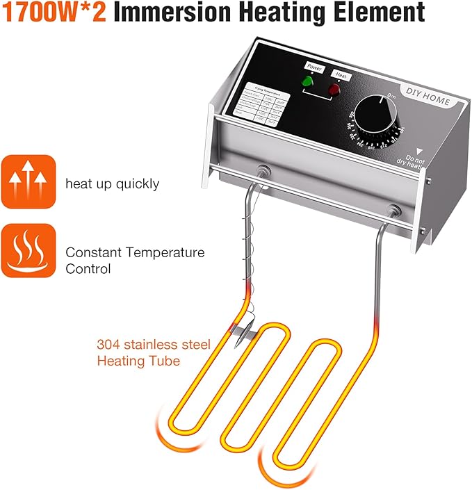 20.7Qt Deep Fryer, 3400W Electric Countertop Deep Fryer with 2 x 6.35 QT Removable Basket Commercial Deep Fryers Frying Machine w/Temperature Control