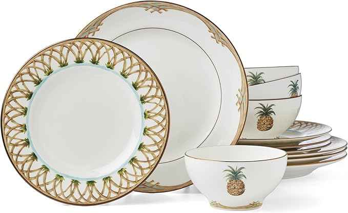 Lenox 896692 British Colonial Bamboo 12-Piece Dinnerware Set