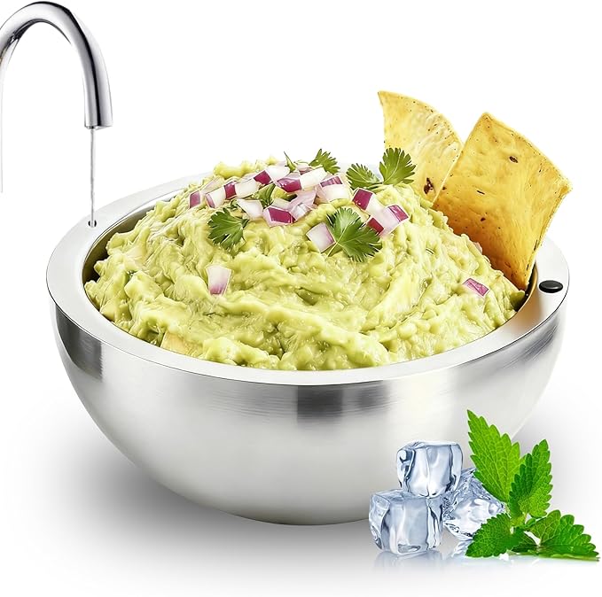 Dip Chiller Bowl 2 Pack- 35oz Large Capacity, Stainless Steel Insulated Party Ice Serving Bowl, Salad Pod for Parties Salsa, Guacamole, Condiments, Sauces, Food & Salad Hot or Cold