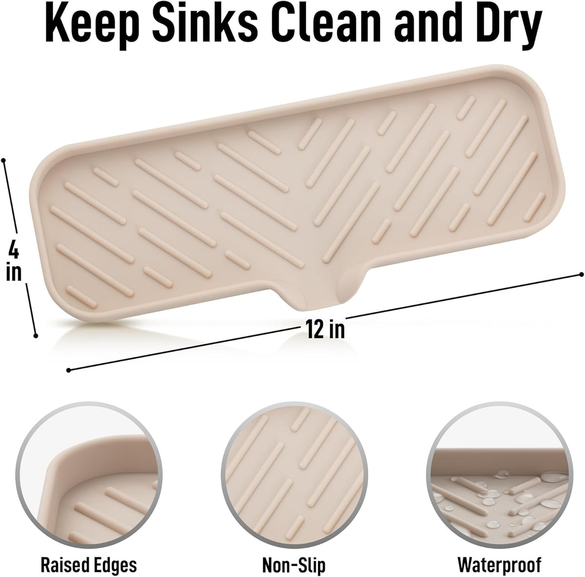 Zulay Kitchen Large Silicone Sponge Holder (12x4) – Flexible Sink Organizer Tray for Kitchen & Bathroom – Multipurpose Soap Dish for Sponges, Makeup, Trinkets & More (Ivory)