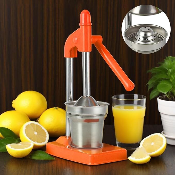 Cast Iron Hand Juicer, Manual Citrus Press, Heavy Duty Lime Lemon Orange Juicer for Fresh Juice, Easy Clean