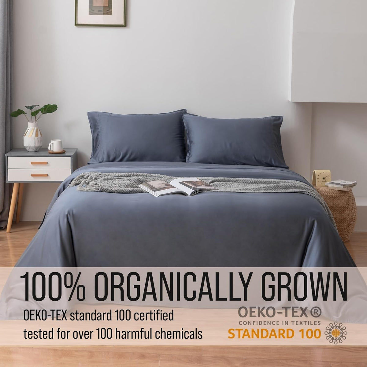 Bella Coterie Luxury Bamboo Viscose Split Top King Size Sheet Set | 100% Organically Grown | Ultra Soft | 34" Split | Cooling for Hot Sleepers | 18" Deep Pocket [Slate Blue]