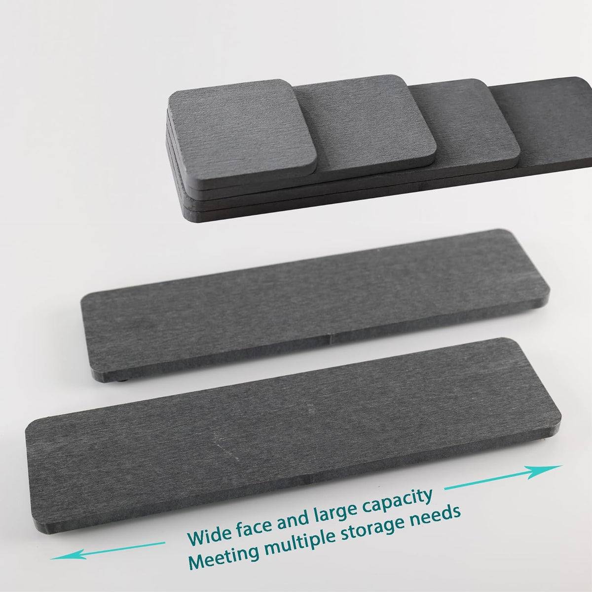 2 Pcs Water Absorbing Stone Trays, Kitchen/Bathroom Sink Soap Dish, Diatomite Tray Used for Hand Soap & Cosmetic Bottles in The Modern Home, 3.15" W x 11.8" L, Dark Gray